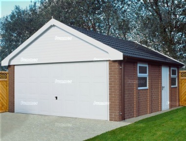 Brick Apex Double Concrete Garage 185